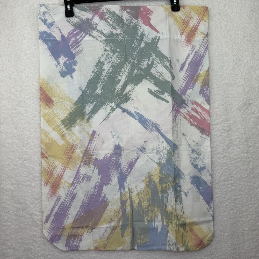 Vintage JCPenney Pillowcase Standard 21x30 Abstract Brushstroke Pastel 1980s